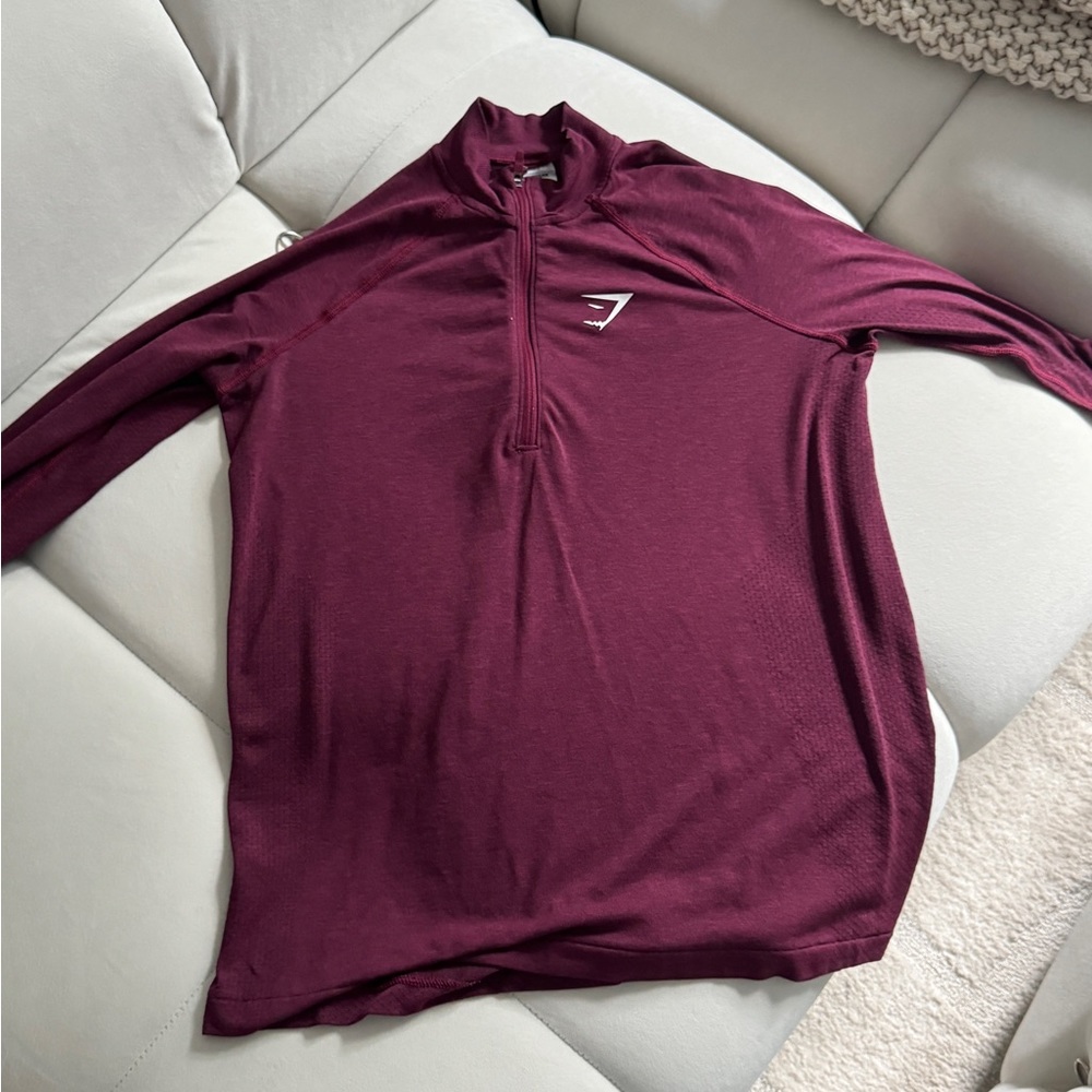 Gymshark long sleeve zip up in (cherry)